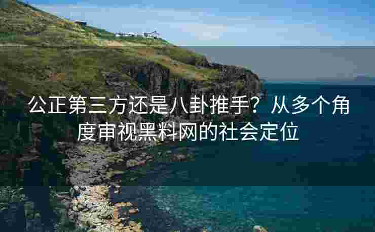 公正第三方还是八卦推手？从多个角度审视黑料网的社会定位