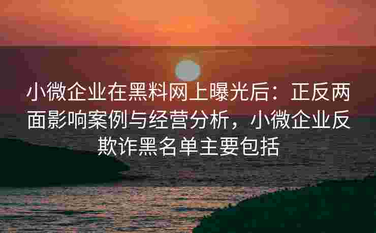 小微企业在黑料网上曝光后：正反两面影响案例与经营分析，小微企业反欺诈黑名单主要包括