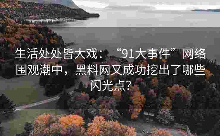 生活处处皆大戏：“91大事件”网络围观潮中，黑料网又成功挖出了哪些闪光点？