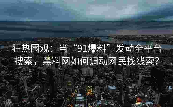 狂热围观：当“91爆料”发动全平台搜索，黑料网如何调动网民找线索？