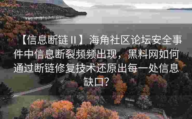【信息断链Ⅱ】海角社区论坛安全事件中信息断裂频频出现，黑料网如何通过断链修复技术还原出每一处信息缺口？