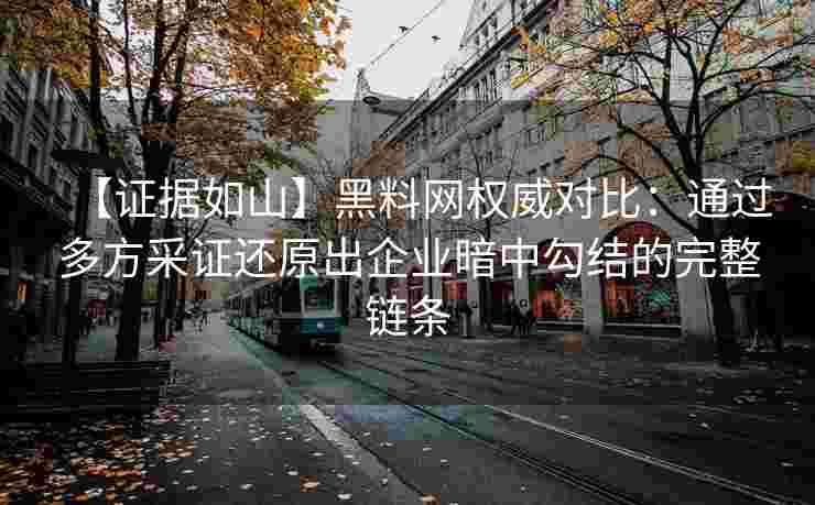 【证据如山】黑料网权威对比：通过多方采证还原出企业暗中勾结的完整链条