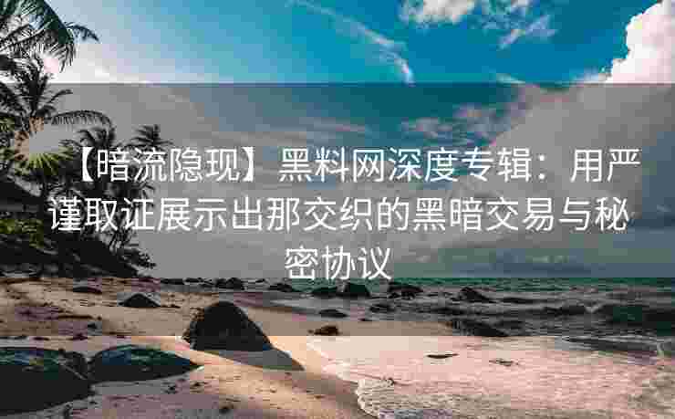 【暗流隐现】黑料网深度专辑：用严谨取证展示出那交织的黑暗交易与秘密协议