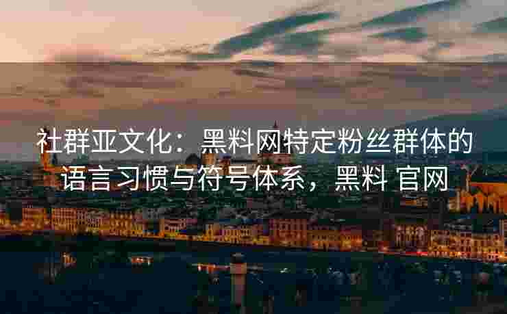 社群亚文化：黑料网特定粉丝群体的语言习惯与符号体系，黑料 官网