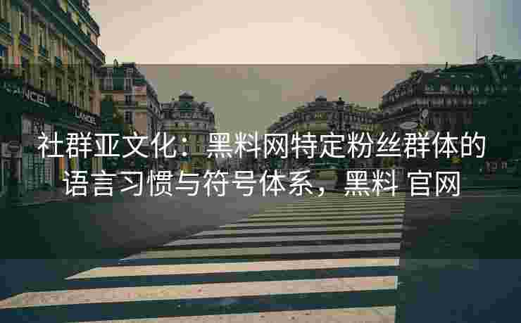 社群亚文化：黑料网特定粉丝群体的语言习惯与符号体系，黑料 官网