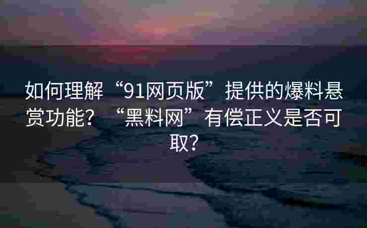 如何理解“91网页版”提供的爆料悬赏功能？“黑料网”有偿正义是否可取？