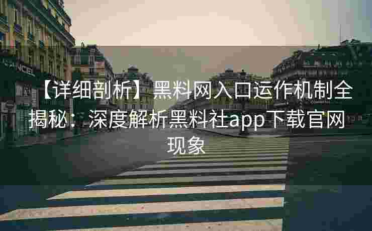 【详细剖析】黑料网入口运作机制全揭秘：深度解析黑料社app下载官网现象
