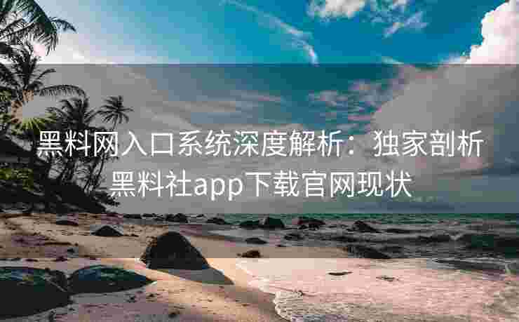 黑料网入口系统深度解析：独家剖析黑料社app下载官网现状