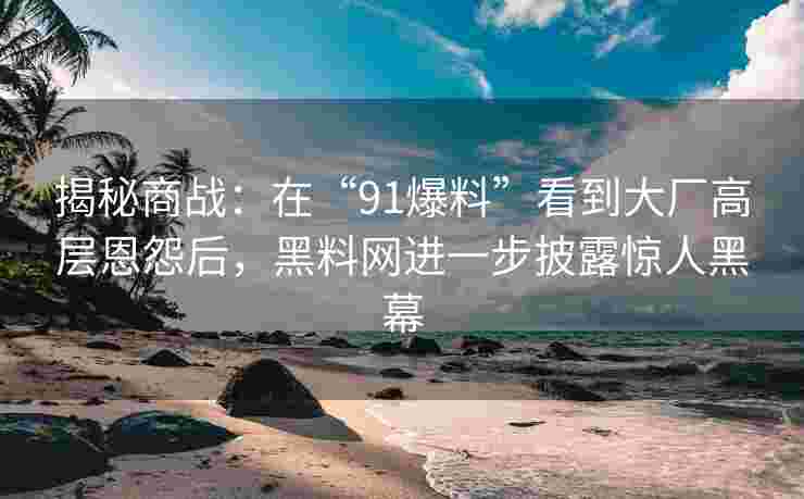 揭秘商战：在“91爆料”看到大厂高层恩怨后，黑料网进一步披露惊人黑幕