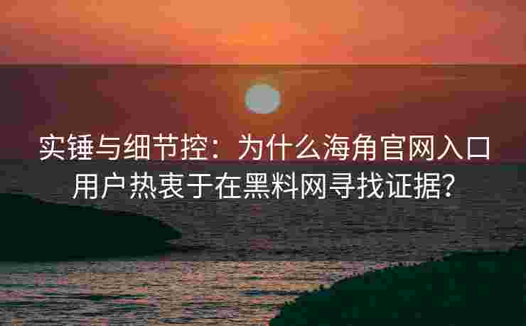 实锤与细节控：为什么海角官网入口用户热衷于在黑料网寻找证据？