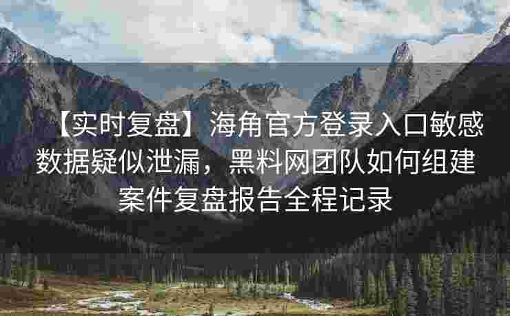 【实时复盘】海角官方登录入口敏感数据疑似泄漏，黑料网团队如何组建案件复盘报告全程记录