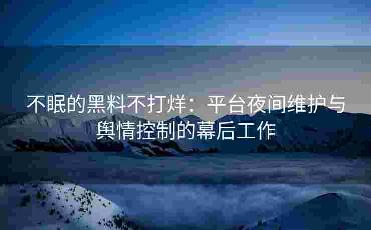 不眠的黑料不打烊：平台夜间维护与舆情控制的幕后工作