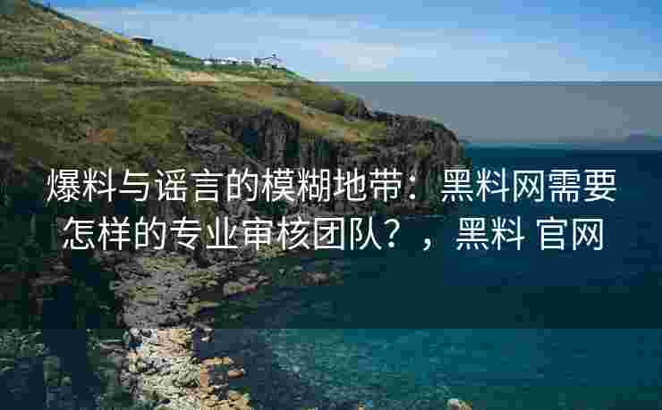 爆料与谣言的模糊地带：黑料网需要怎样的专业审核团队？，黑料 官网