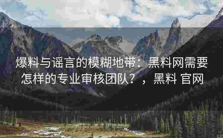 爆料与谣言的模糊地带：黑料网需要怎样的专业审核团队？，黑料 官网